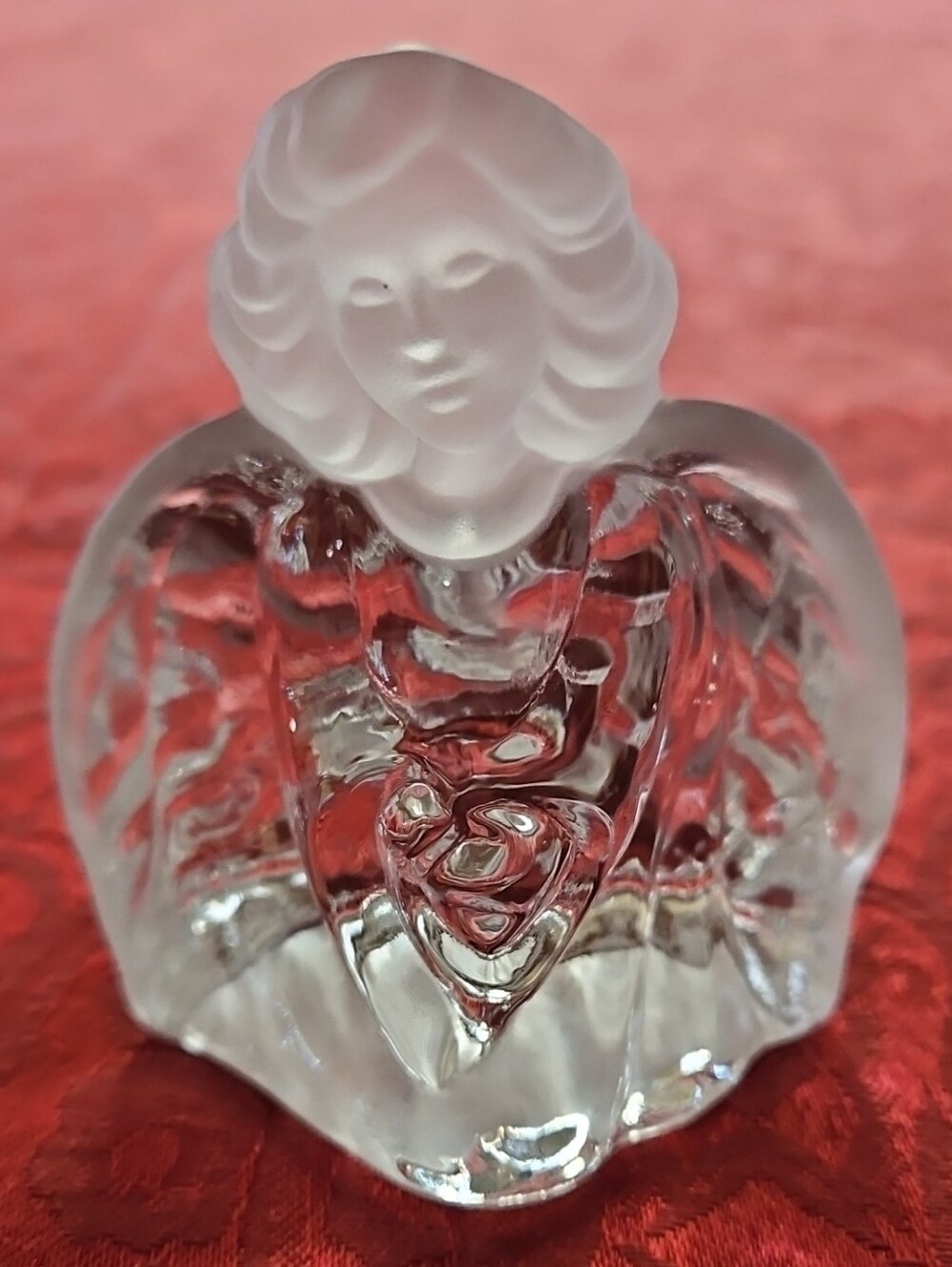 Vintage Fenton Art Glass Guardian Angel Figurine Paperweight - Clear & Frosted